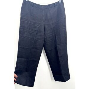 Harve Bernard Lined Linen Ankle Pant 16 Tapered Leg Cuffed Preppy Coastal Resort